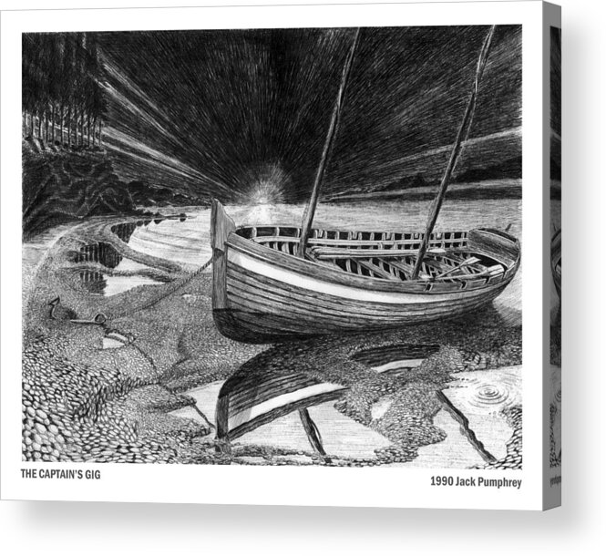 Artwork Of Yachts Acrylic Print featuring the drawing Captain Vancouvers Gig by Jack Pumphrey