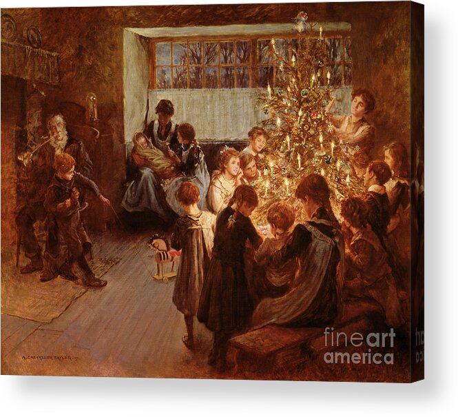 Victorian Sentiment Acrylic Print featuring the painting The Christmas Tree by Albert Chevallier Tayler