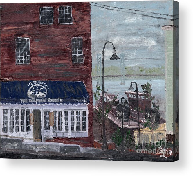 Portsmouth Shopfronts Pleinaire Acrylic Print featuring the painting The Dolphin Striker by Francois Lamothe