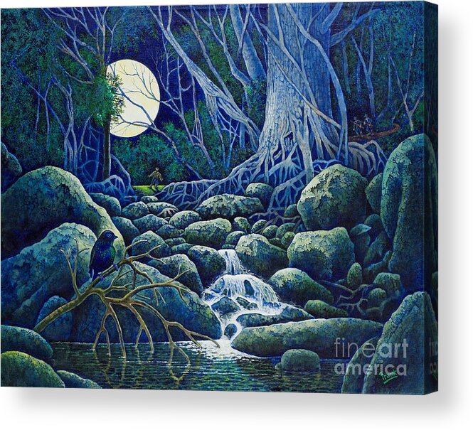 Wolfman Acrylic Print featuring the painting The Hunt for the Wolfman by Michael Frank