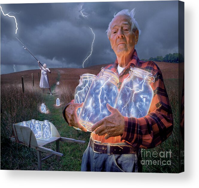 Lightning Acrylic Print featuring the photograph The Lightning Catchers by Bryan Allen