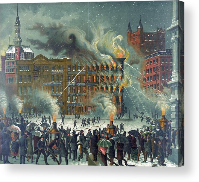 1880s Acrylic Print featuring the photograph The New-york World Building Fire by Everett