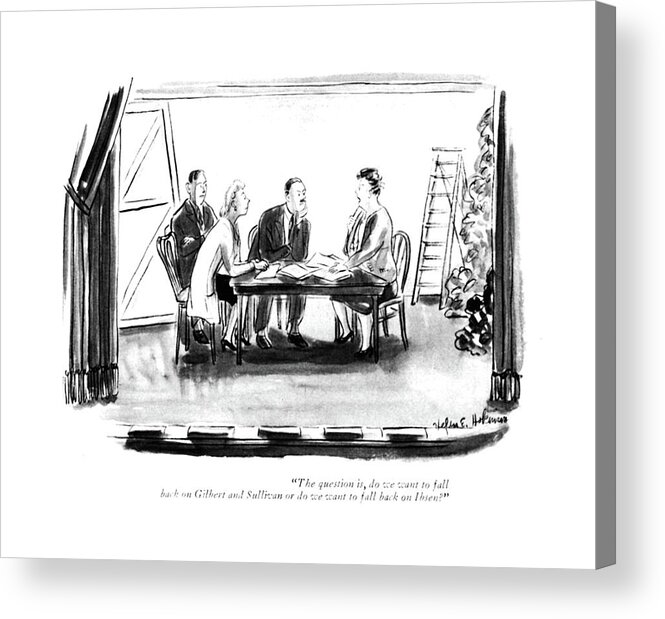 113692 Hho Helen E. Hokinson 

 Broadway Entertainer Entertainers Entertainment Entertains Music Musical Musicals Musician Musicians Pageant Pageants Performer Performers Play Plays Playwright Production Stage Stages Theater Theatre Acrylic Print featuring the drawing The Question by Helen E. Hokinson