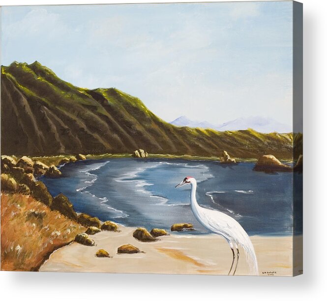 Susan Culver Canvas Landscape Painting Acrylic Print featuring the painting The sky the sea the shore and more by Susan Culver
