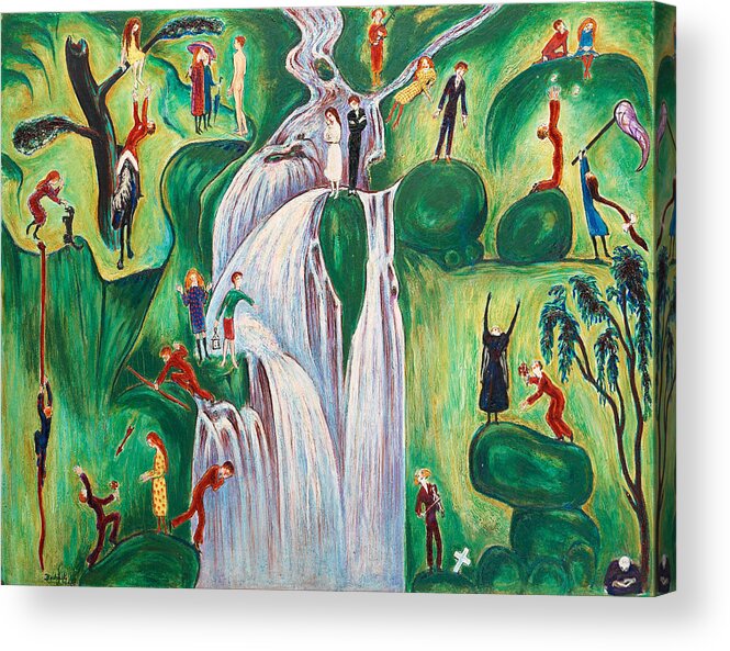 Nils Dardel Acrylic Print featuring the painting The waterfall by Nils Dardel