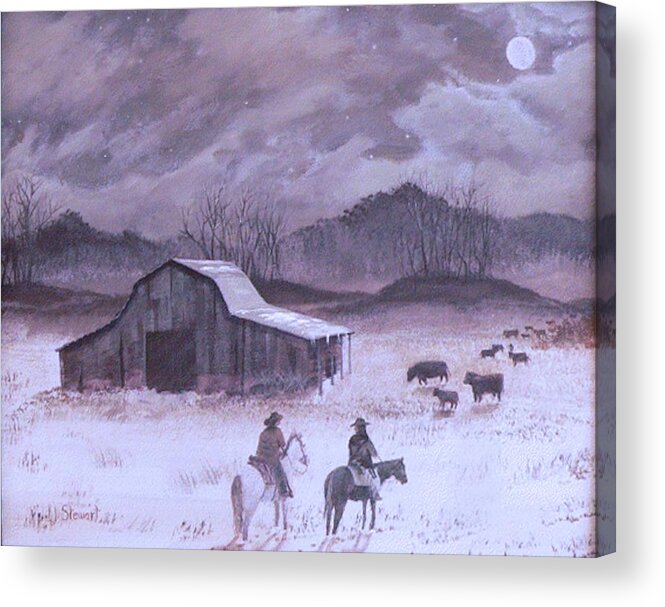 Landscapes Acrylic Print featuring the painting Till The Cows Come Home by William Stewart