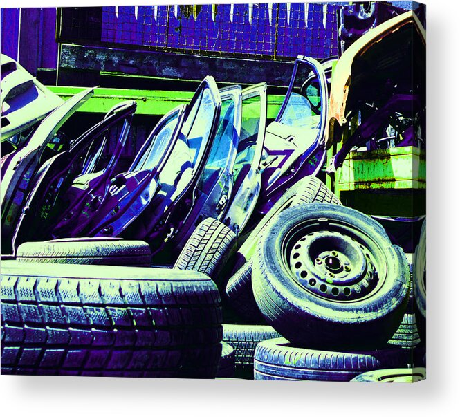 Tires Acrylic Print featuring the photograph Tired Tires 2 by Laurie Tsemak