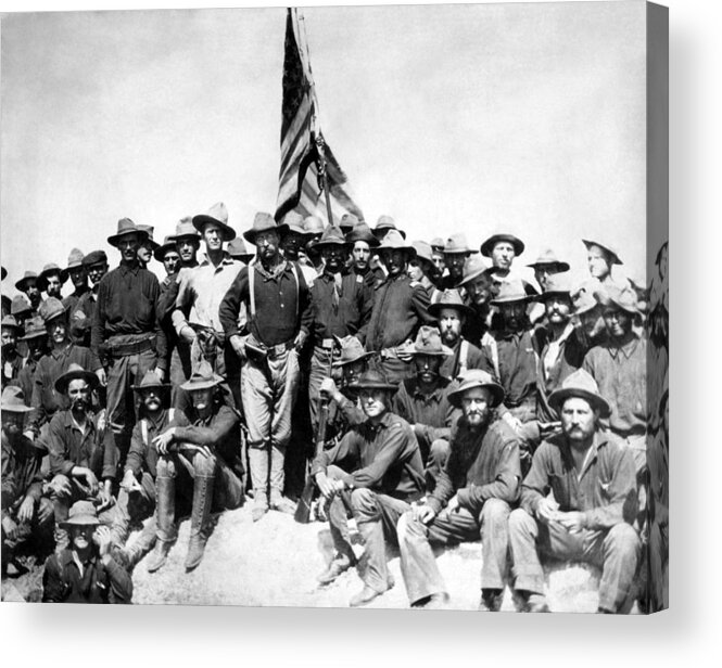 Teddy Roosevelt Acrylic Print featuring the photograph Teddy Roosevelt and The Rough Riders by War Is Hell Store
