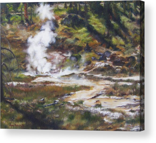 Wyoming Acrylic Print featuring the painting Trail To The Artists Paint Pots - Yellowstone by Lori Brackett