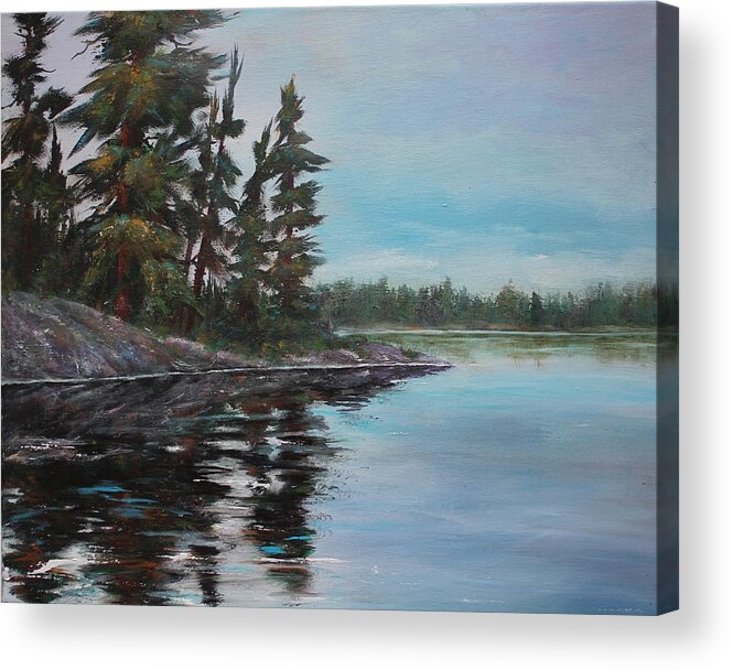Lake Acrylic Print featuring the painting Tranquil Bay by Ruth Kamenev