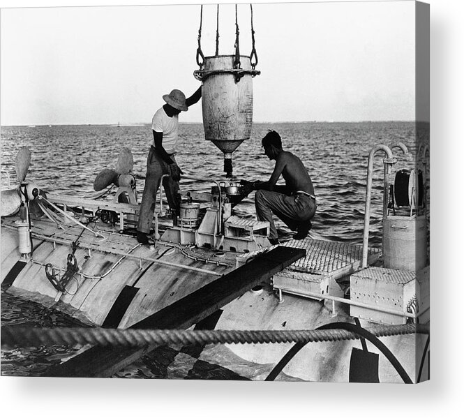 1900s Acrylic Print featuring the photograph Trieste Bathyscaphe by Us Navy/science Photo Library