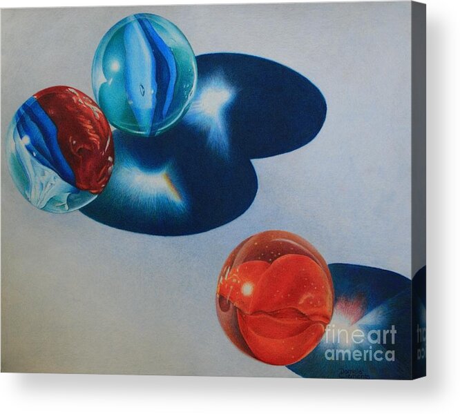 Marbles Acrylic Print featuring the drawing Trio by Pamela Clements