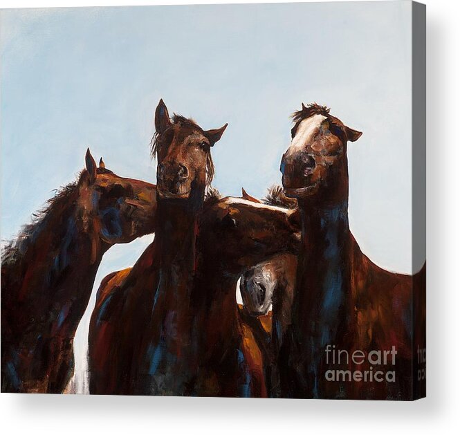 Horses Acrylic Print featuring the painting Trouble Makers by Frances Marino