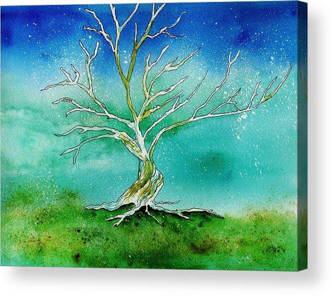 Landscape Acrylic Print featuring the painting Twilight Tree by Brenda Owen