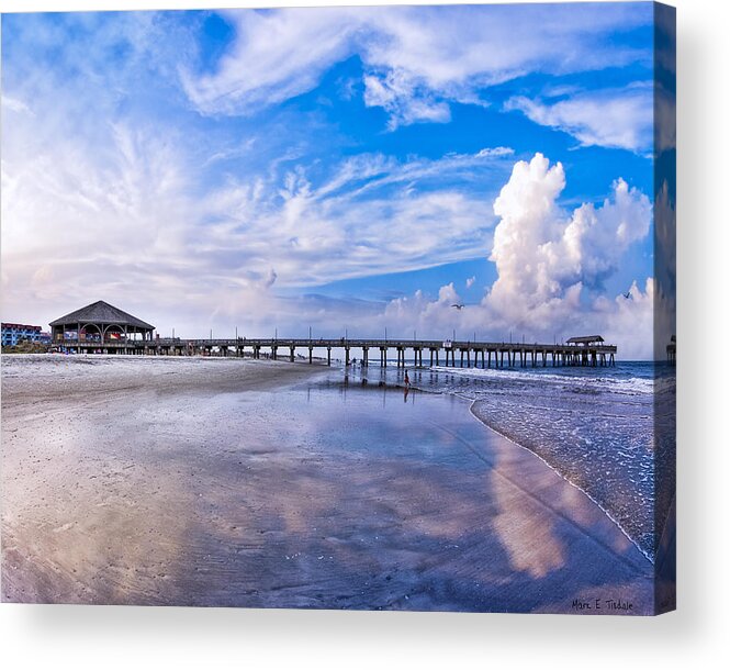 Tybee Acrylic Print featuring the photograph Tybee Island Pier on a Beautiful Afternoon by Mark E Tisdale
