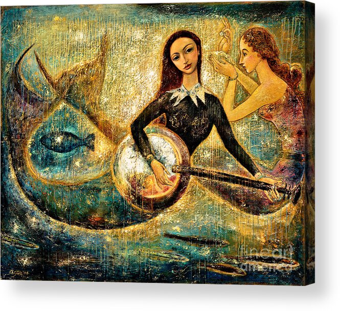 Mermaids Acrylic Print featuring the painting UnderSea by Shijun Munns