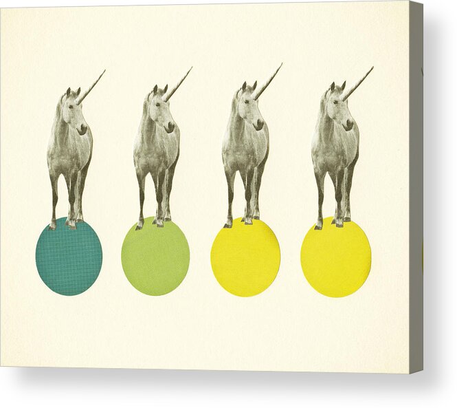 Art Acrylic Print featuring the mixed media Unicorn Parade by Cassia Beck