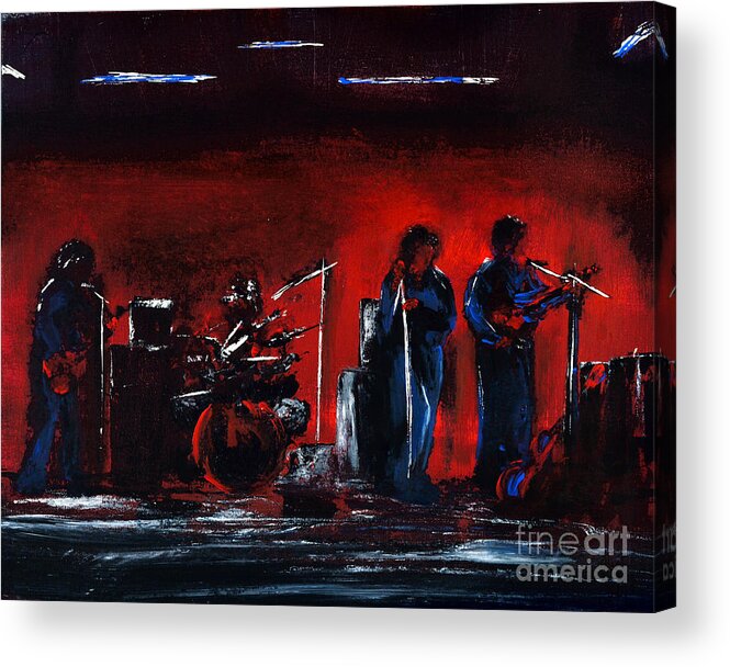 Band Acrylic Print featuring the painting Up On The Stage by Alys Caviness-Gober