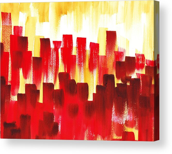 Abstract Acrylic Print featuring the painting Urban Abstract Red City Lights by Irina Sztukowski