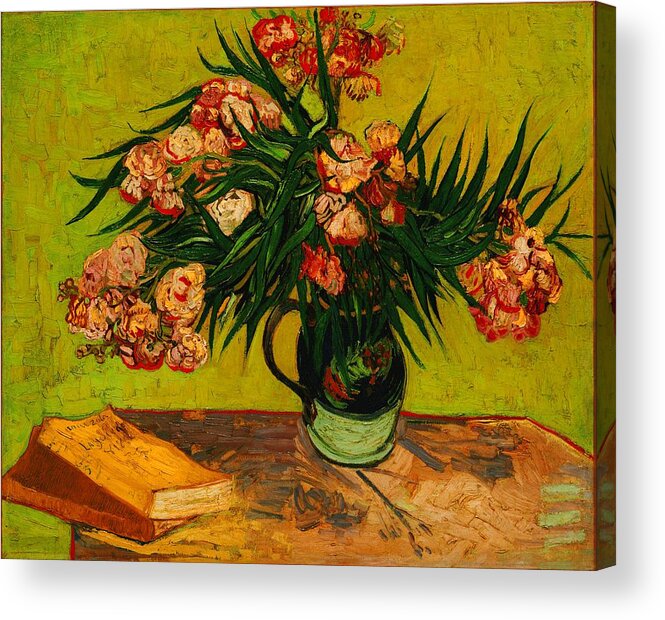 Flowers Acrylic Print featuring the painting Vase With Oleanders And Books by Vincent Van Gogh
