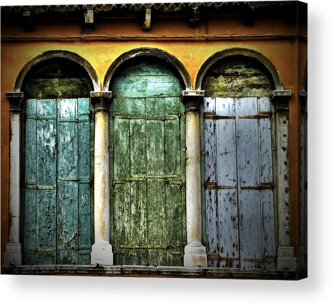 Door Photography Acrylic Print featuring the photograph Venice Italy 3 Doors by Gigi Ebert