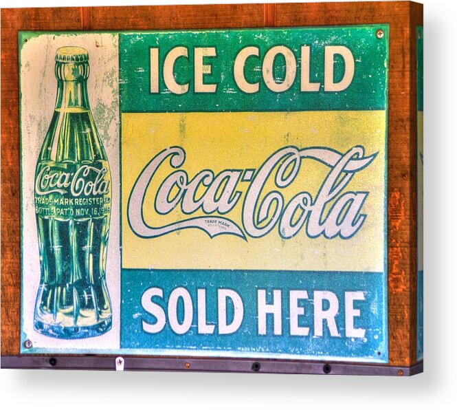 Coca Cola Acrylic Print featuring the photograph Vintage Coca Cola Sign by Michael Mazaika