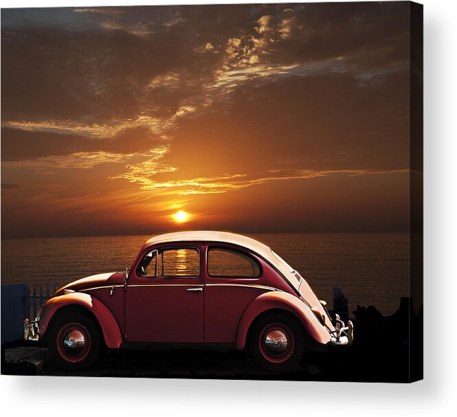 Transportation Acrylic Print featuring the photograph Volkswagen Beetle California Sunset by Larry Butterworth