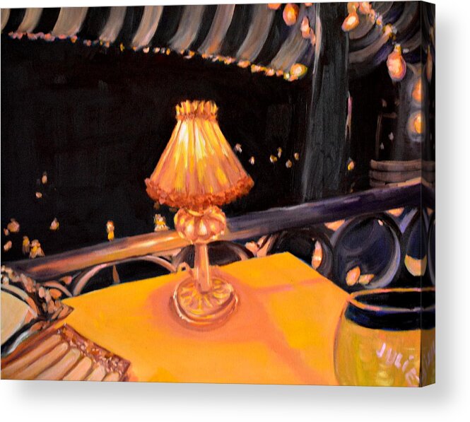 Nightclub Acrylic Print featuring the painting Waiting for the Show to Start by Julie Todd-Cundiff