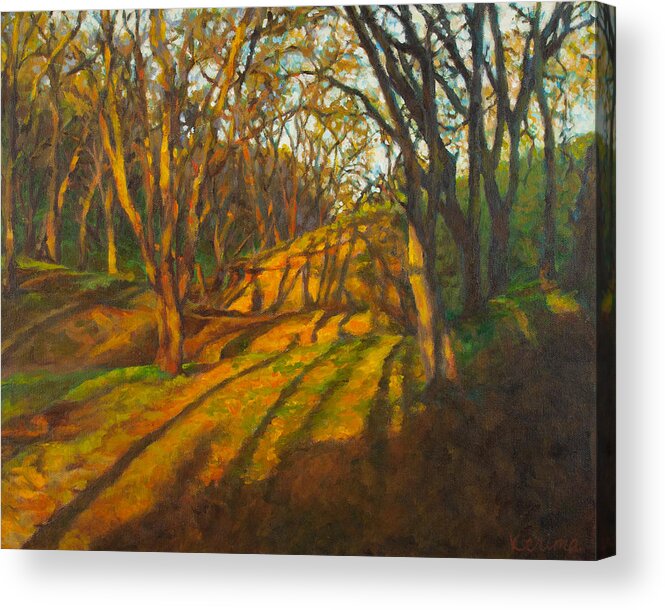 Forest Acrylic Print featuring the painting Walk in the Woods by Kerima Swain