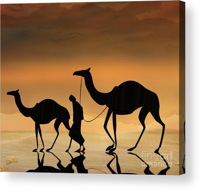 Desert Acrylic Print featuring the digital art Walking The Sahara by Peter Awax