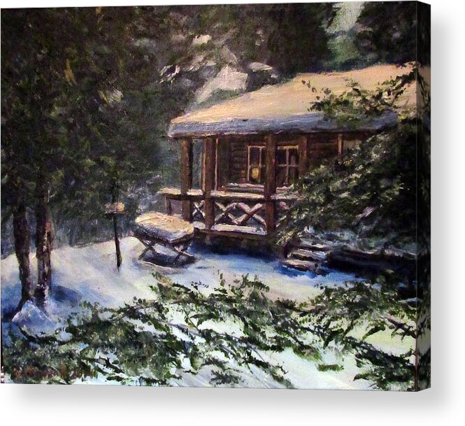 Landscape Acrylic Print featuring the painting Walsh Cabin On Cranberry Lake by Denny Morreale