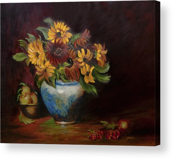 Sunflowers Acrylic Print featuring the painting Warmth by Gina Cordova