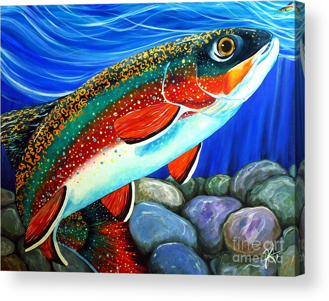 Fish Acrylic Print featuring the painting Brook Trout by Jackie Carpenter