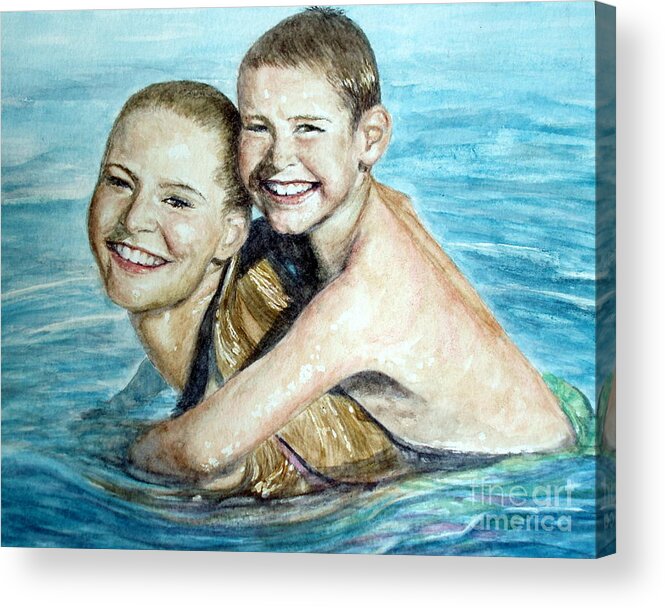 Female Acrylic Print featuring the painting Water Babies by Joey Nash