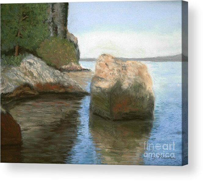 Watmough Bight Acrylic Print featuring the pastel Watmough Low Tide by Ginny Neece