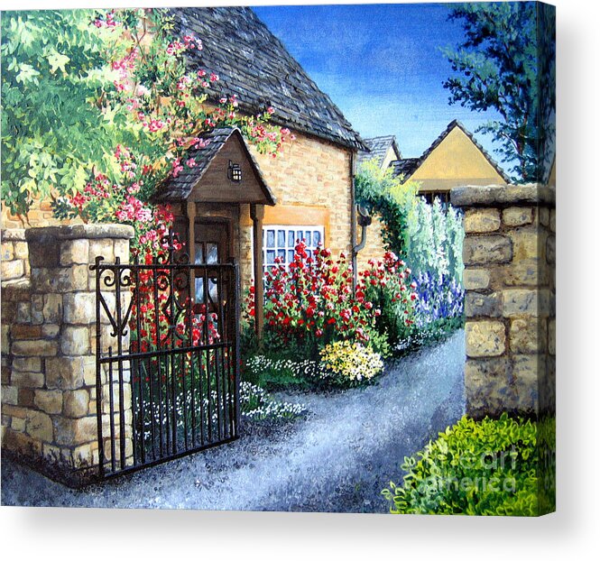 Chipping Campden Acrylic Print featuring the painting Welcome Home by Mary Palmer