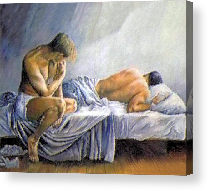 Dreaming Acrylic Print featuring the painting What is He Dreaming by Troy Caperton