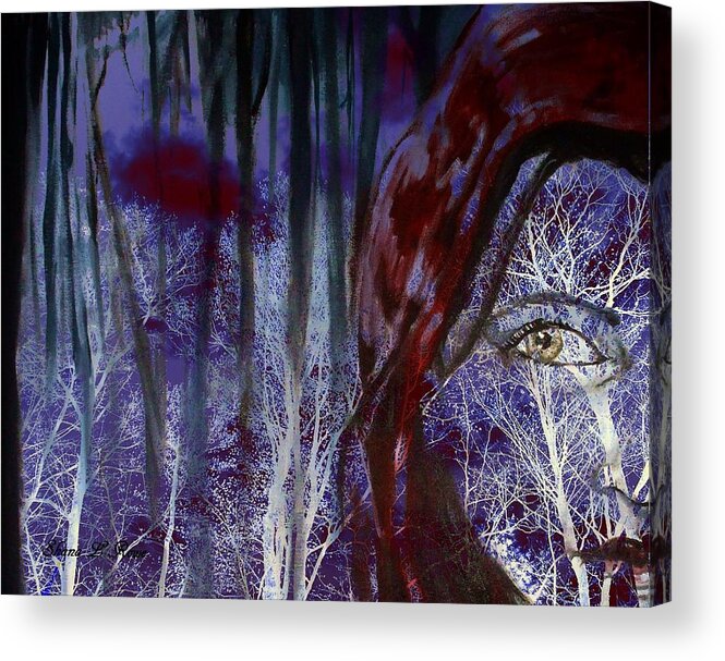 Little Red Riding Hood Acrylic Print featuring the digital art When Darkness Beckons by Shana Rowe Jackson