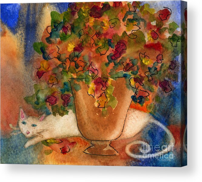 Cat Acrylic Print featuring the painting White Cat by Amy Kirkpatrick