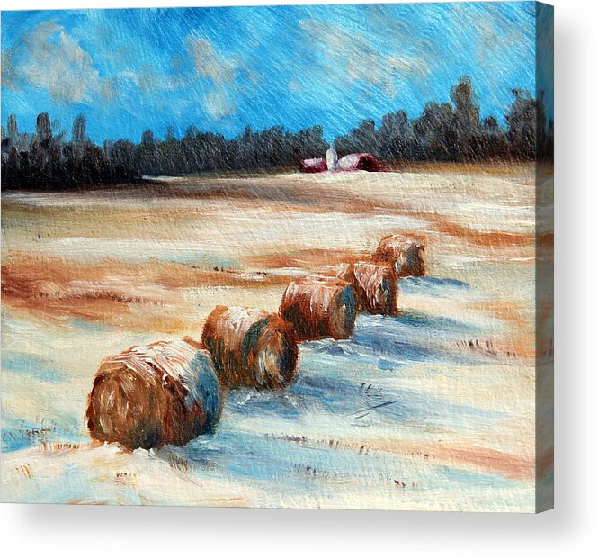 Winter Acrylic Print featuring the painting Winter Bales by Meaghan Troup