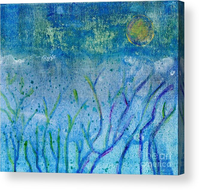 Blue Acrylic Print featuring the painting Winter Forest in Moonlight by Desiree Paquette