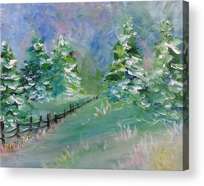 Evergreen Acrylic Print featuring the painting Winter Silence by Lauren Heller