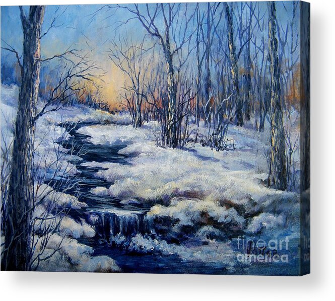 Winter Acrylic Print featuring the painting Winter Sunset by Virginia Potter
