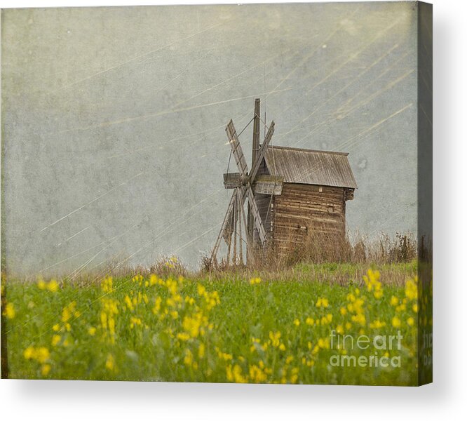 Russia Acrylic Print featuring the photograph Old Wooden Windmill. Kizhi Island. Russia by Juli Scalzi