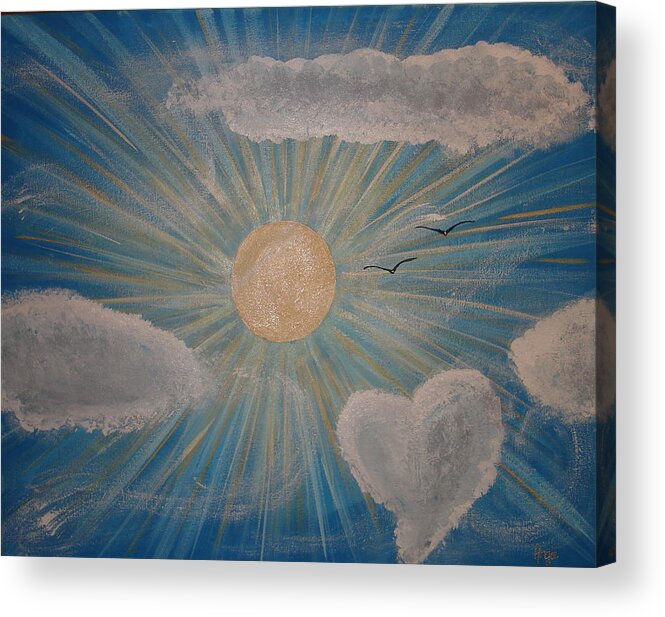 Sky Acrylic Print featuring the painting Written in the Clouds by Angie Butler