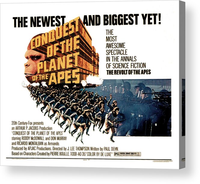 1970s Poster Art Acrylic Print featuring the photograph Conquest Of The Planet Of The Apes #1 by Everett