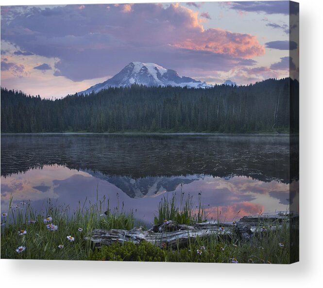 00437807 Acrylic Print featuring the photograph Mount Rainier And Reflection Lake Mount #1 by Tim Fitzharris