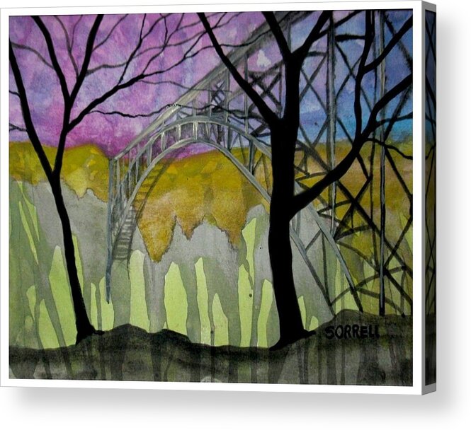 Abstract Bridge Acrylic Print featuring the painting New River George Bridge by Amy Sorrell