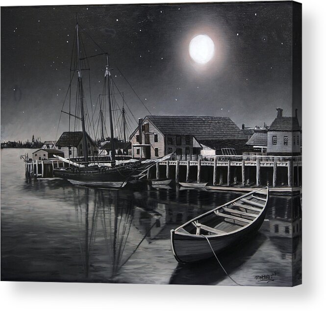 Night Scene Acrylic Print featuring the painting Still Water #1 by Matthew Martelli