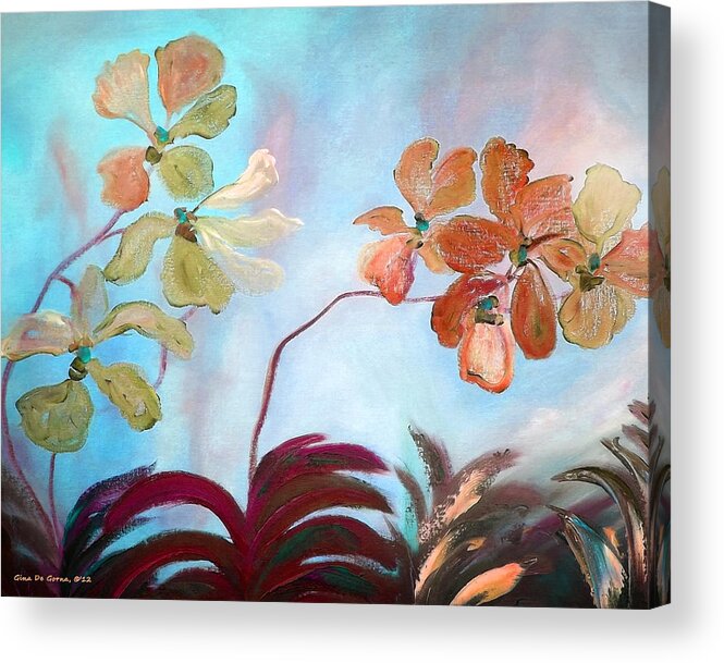 Landscapes Acrylic Print featuring the painting Orchids #8 by Gina De Gorna